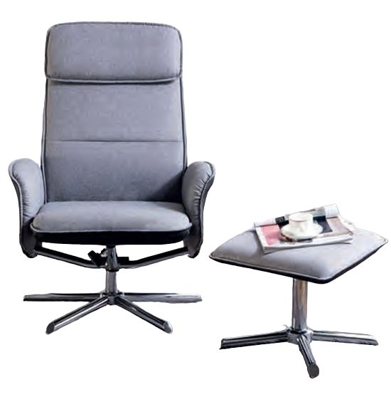 Alexis Grey And Black Fabric Lounge Chair With Footstool