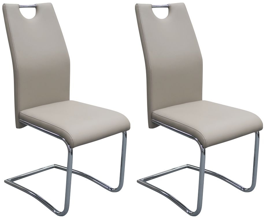 Claren Khaki Faux Leather Dining Chair Pair Clearance Fss12559