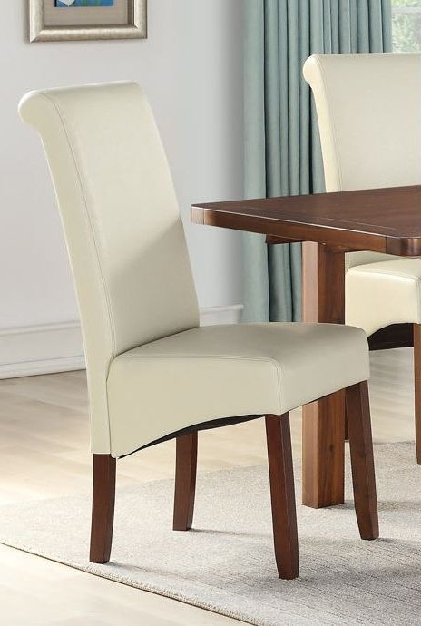 Sophie Cream Faux Leather Dining Chair Pair Clearance Fs162