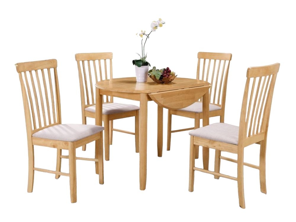 Cologne Light Oak 61cm91cm Round Drop Leaf Dining Table And 4 Chairs