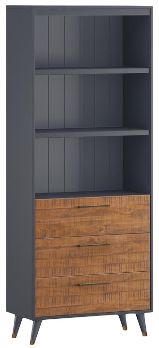 Cortina Dark Cobalt Grey Painted Tall Bookcase
