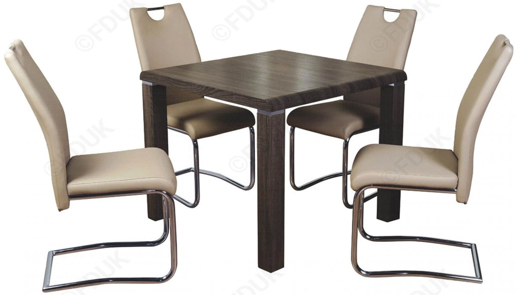 Encore Charcoal 90cm Square Dining Table And 4 Khaki Claren Chairs