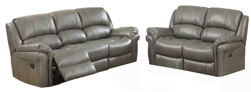 Farnham Grey Leather 32 Recliner Sofa Suite