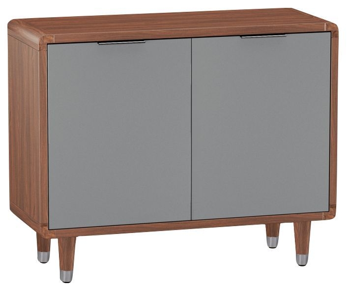 Girona 2 Door Sideboard Walnut And Molesbreath Grey High Gloss