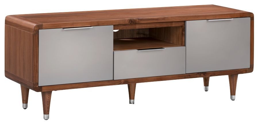 Girona Wide Tv Unit Walnut And Molesbreath Grey High Gloss