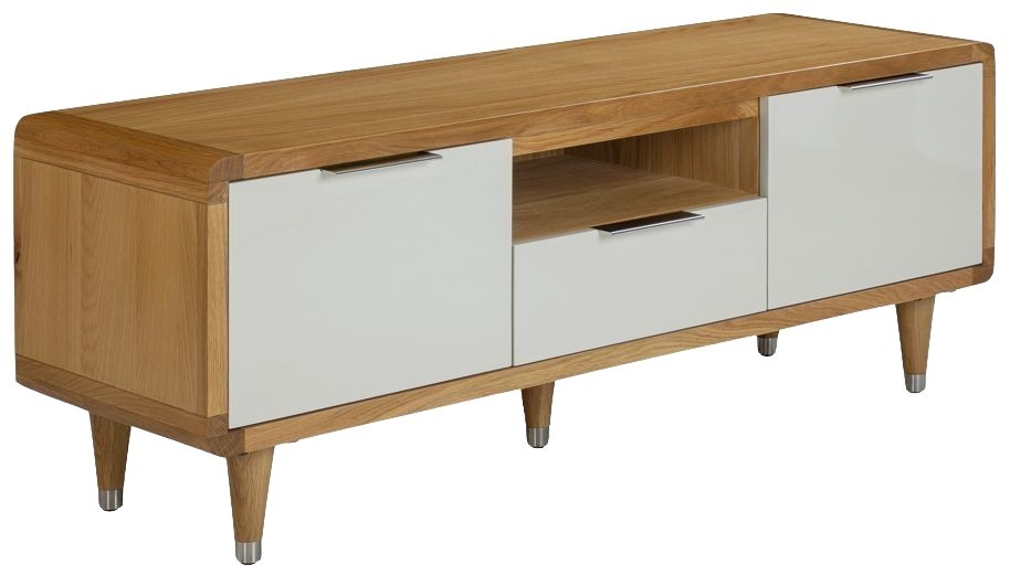 Girona Wide Tv Unit Oak And Off White High Gloss