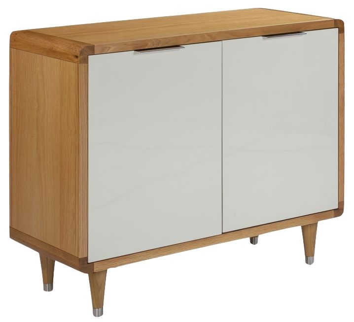 Girona 2 Door Sideboard Oak And Off White High Gloss