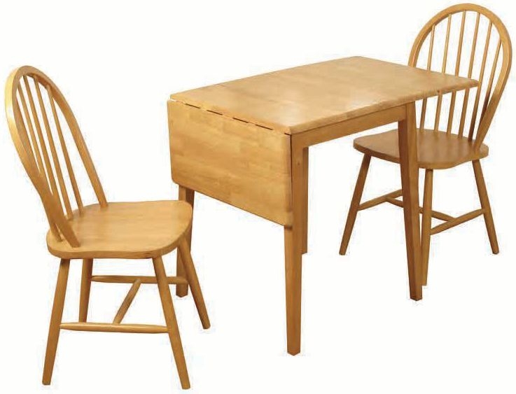Honeymoon Light Oak 65cm120cm Drop Leaf Dining Table And 2 Spindle Back Chairs