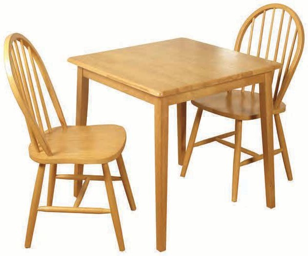 Honeymoon Light Oak 75cm Square Dining Table And 2 Spindle Back Chairs
