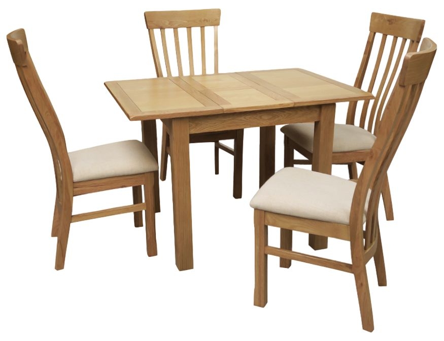 Kilmore Oak Extending Dining Set 80cm Seats 4 Diners Rectangular Top 4 Chairs