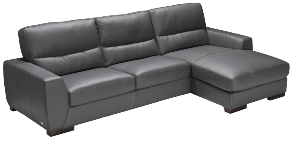 Nuova Grey Moon 3 Seater Sofa With Right Hand Facing Corner Chaise Leather