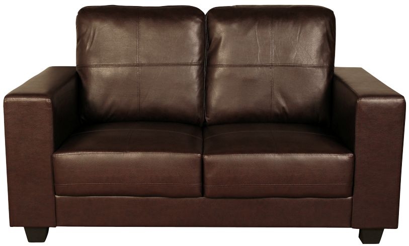 Queensbury Brown Faux Leather 2 Seater Sofa