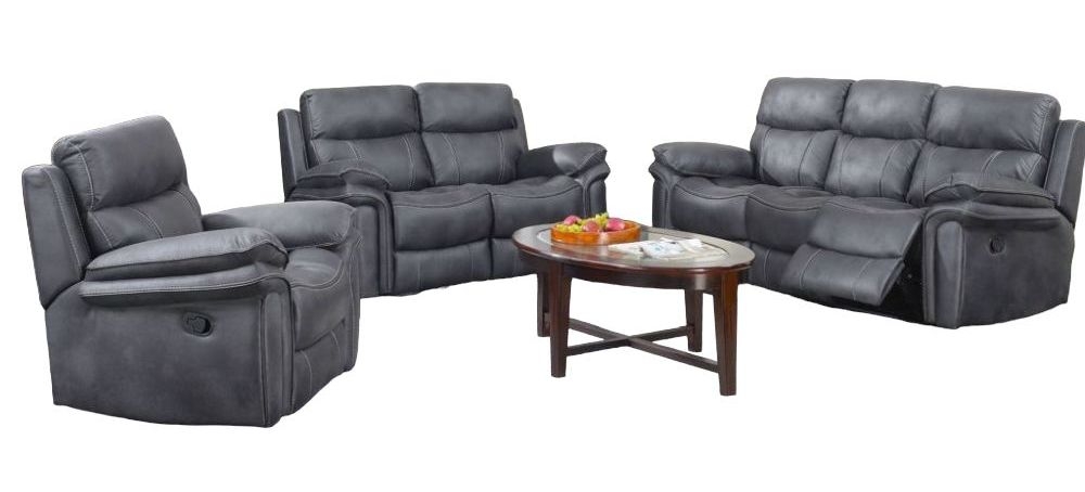 Richmond Charcoal Grey Fabric Recliner Sofa Suite