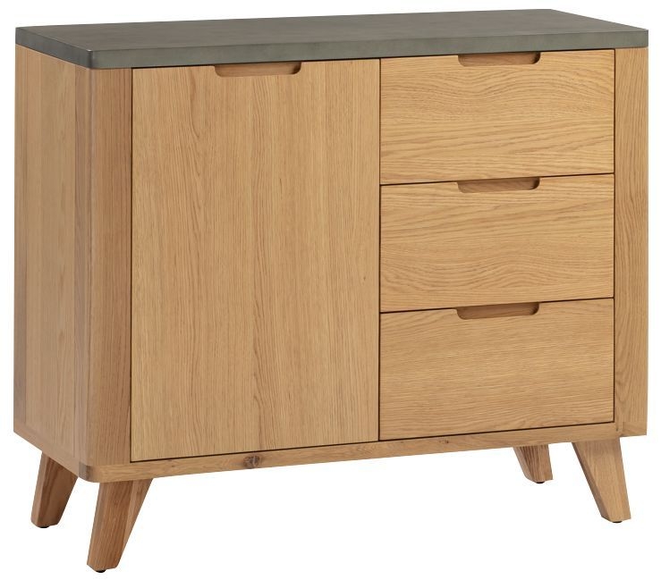 Rimini 1 Door Sideboard Oak And Concrete Painted Top