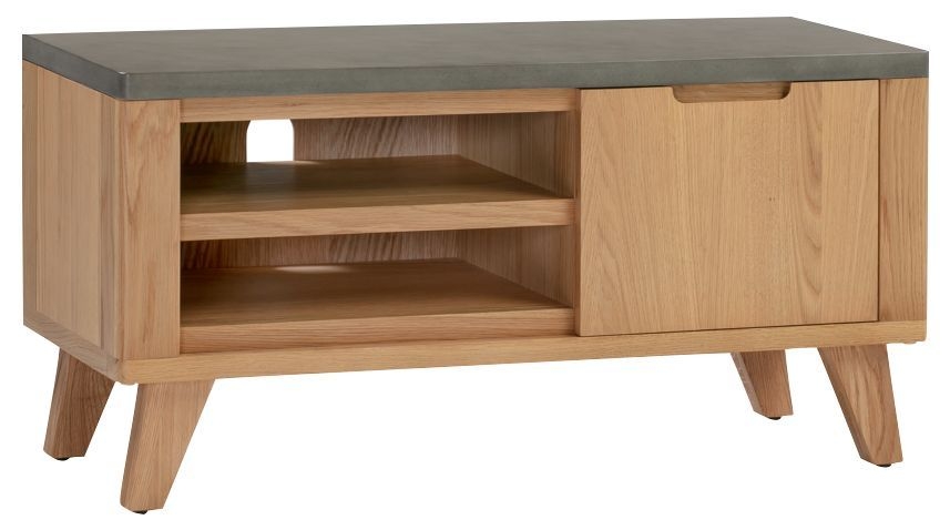 Rimini Tv Unit Oak And Concrete Painted Top