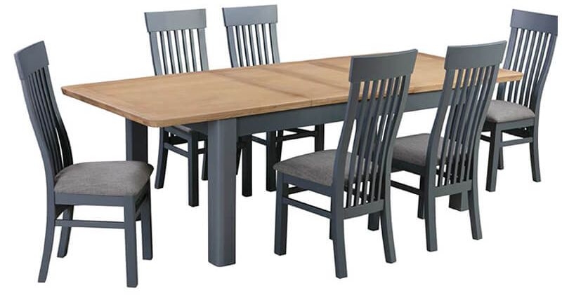 Treviso Midnight Blue And Oak Extending Dining Table With Chairs