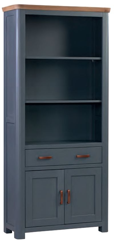 Treviso Midnight Blue And Oak High Bookcase