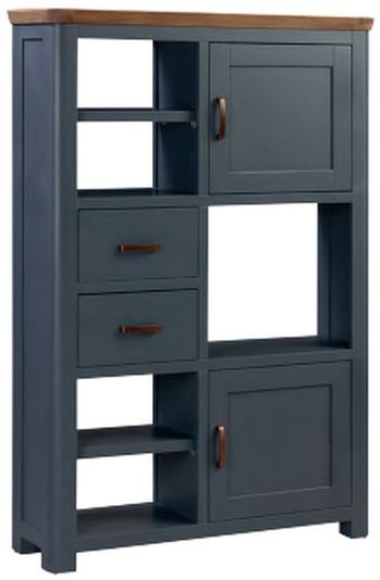 Treviso Midnight Blue And Oak Large Display Cabinet