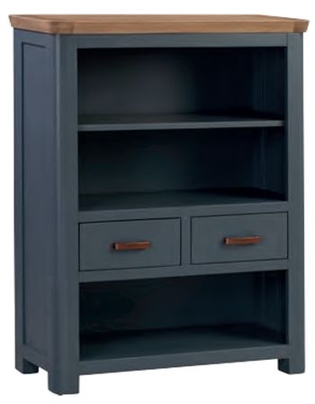 Treviso Midnight Blue And Oak Low Bookcase