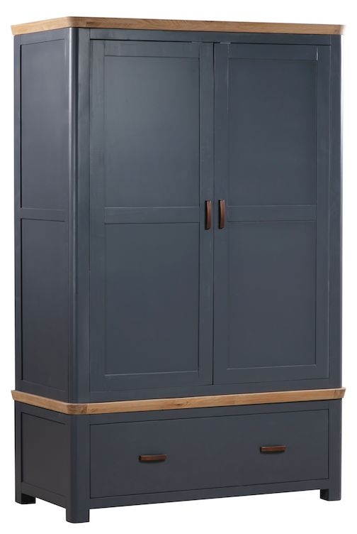 Treviso Midnight Blue And Oak 2 Door Wardrobe