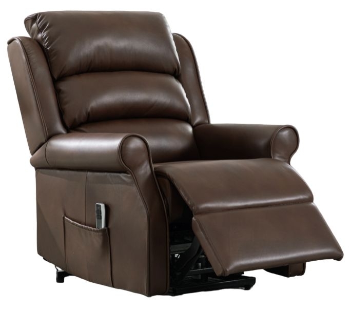 Windsor Brown Leather Lift Tilt Recliner Armchair Dual Motor