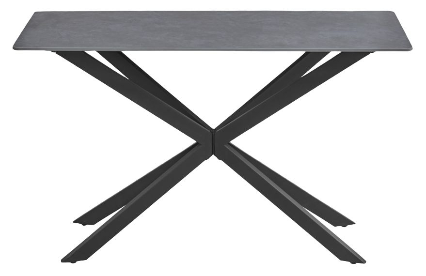 Azzurra Sintered Stone Grey Console Table 120cm W With Black Metal Spider Legs