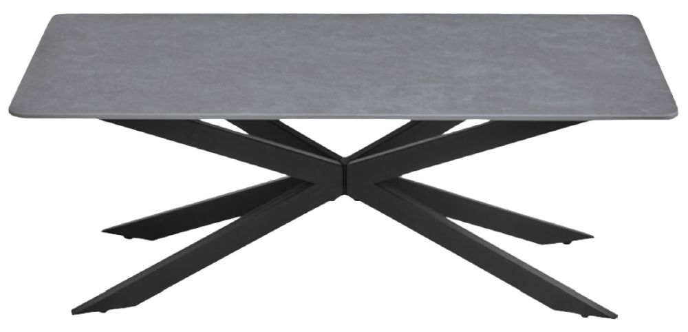 Azzurra Sintered Stone Grey Coffee Table With Black Metal Spider Legs