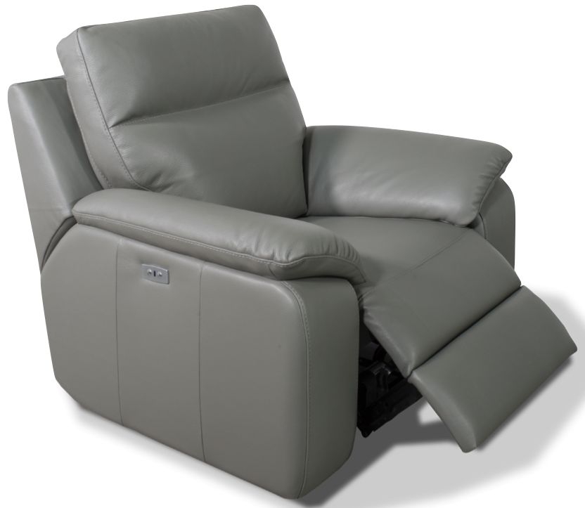 Caravaggio Grey Recliner Armchair Real Leather