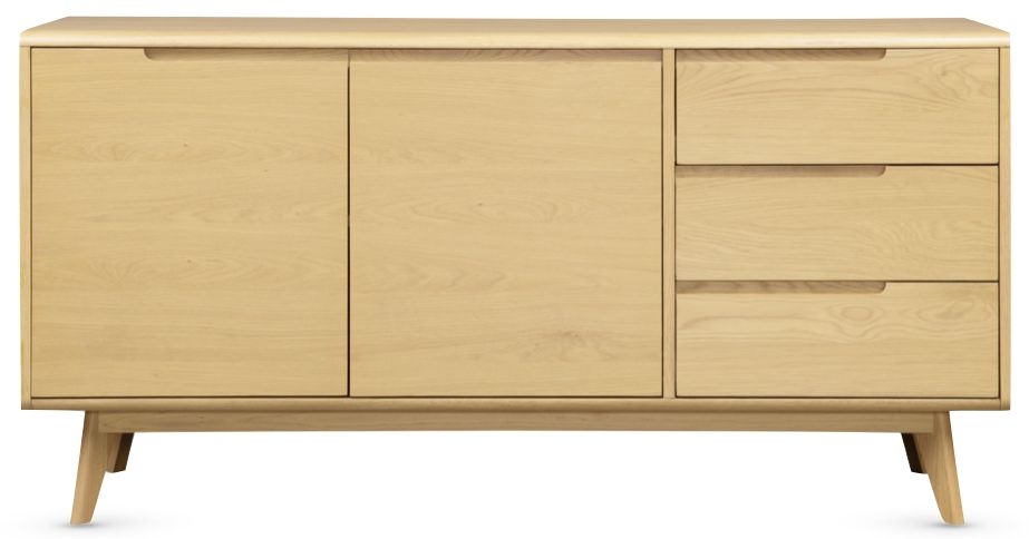 Carrington Scandinavian Style Oak Compact Sideboard 81cm With 2 Doors 3 Drawers