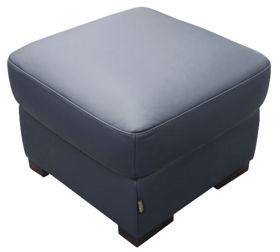 Duca Navy Footstool Real Leather