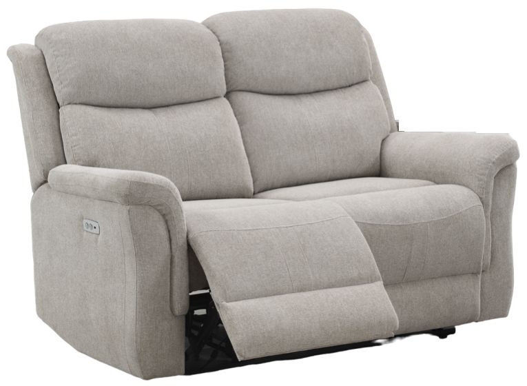 Faringdon Beige 2 Seater Recliner Sofa Velvet Fabric Upholstered