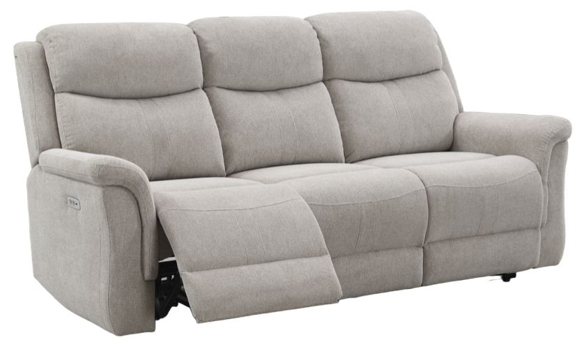 Faringdon Beige 3 Seater Recliner Sofa Velvet Fabric Upholstered
