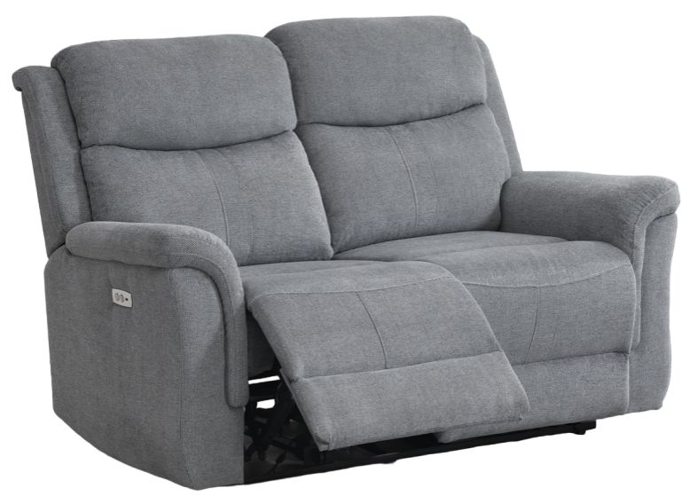 Faringdon Grey 2 Seater Recliner Sofa Velvet Fabric Upholstered