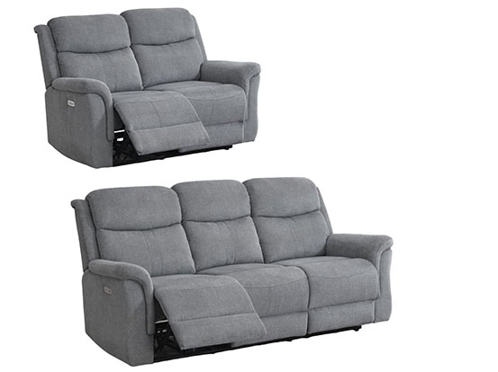 Faringdon Grey 32 Recliner Sofa Suite Velvet Fabric Upholstered