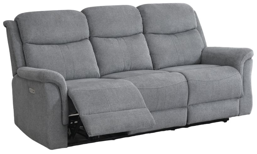 Faringdon Grey 3 Seater Recliner Sofa Velvet Fabric Upholstered