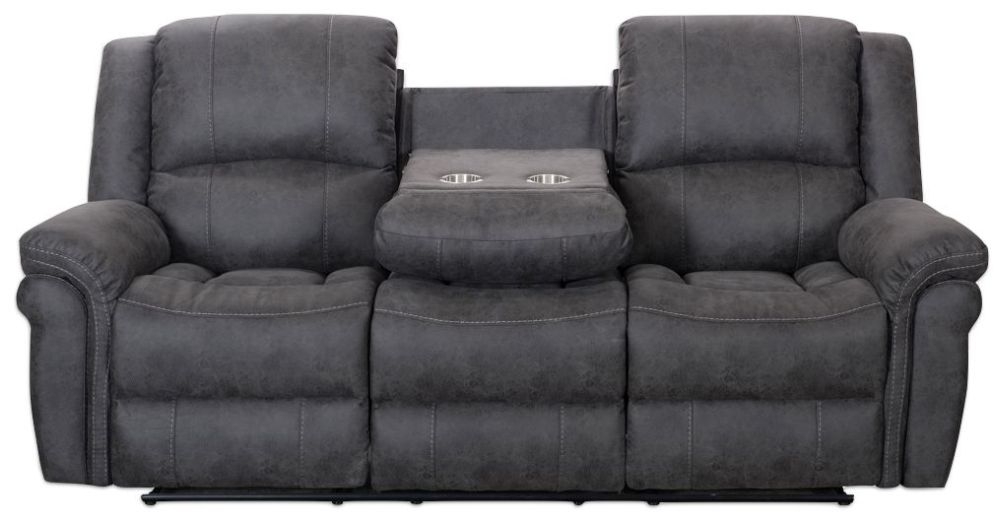 Gloucester Dark Grey 3 Seater Recliner Sofa With Console