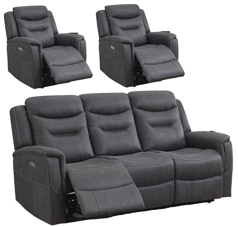 Harrogate Grey 311 Recliner Sofa Suite Velvet Fabric Upholstered