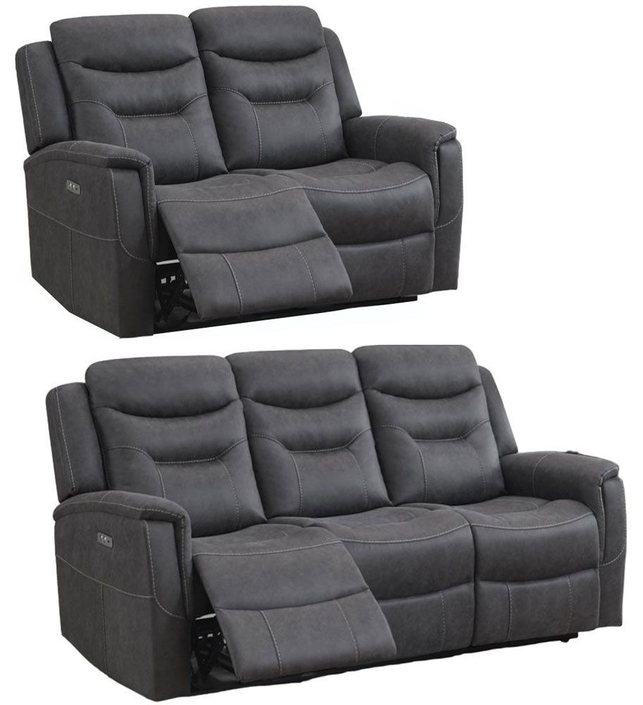 Harrogate Grey 32 Recliner Sofa Suite Velvet Fabric Upholstered