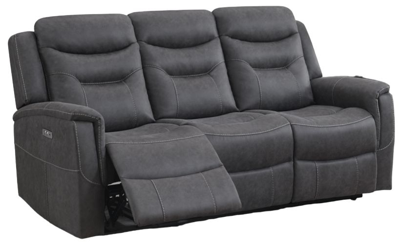 Harrogate Grey 3 Seater Recliner Sofa Velvet Fabric Upholstered