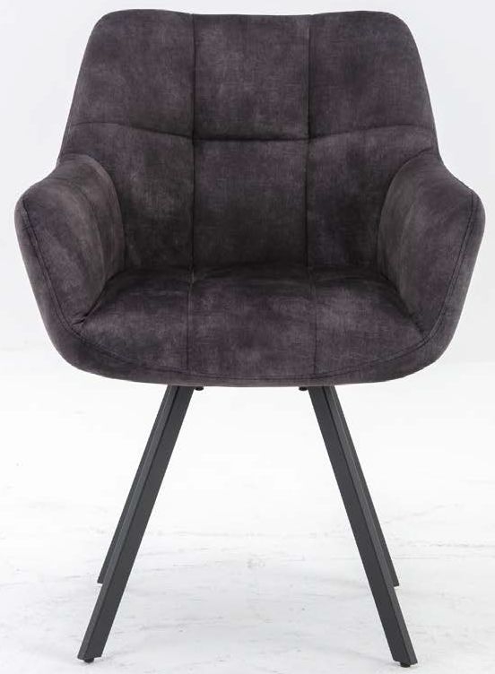 Jade Charcoal Dining Armchair Velvet Fabric Upholstered Sold In Pairs