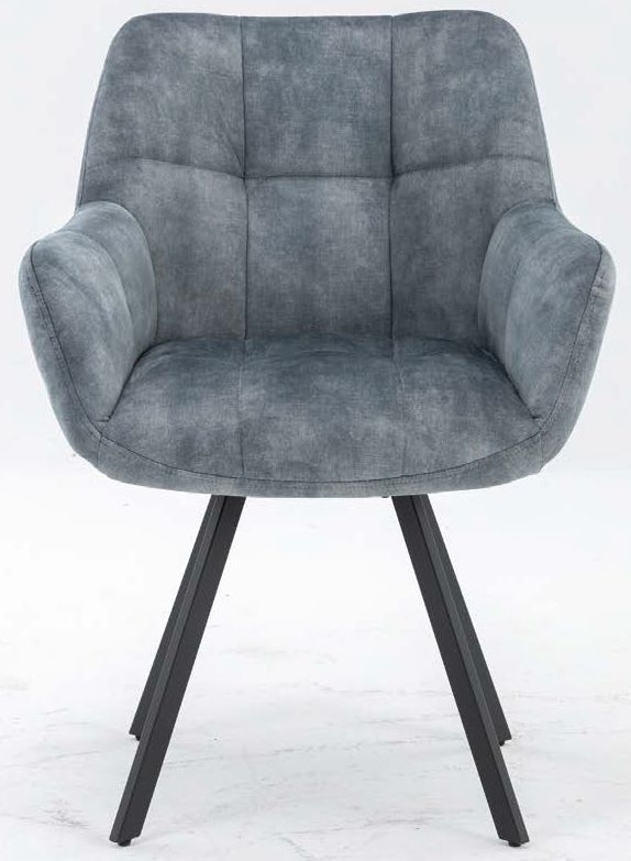Jade Stone Blue Dining Armchair Velvet Fabric Upholstered Sold In Pairs