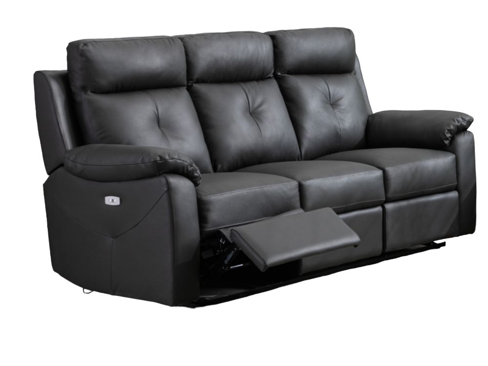 Milano Anthracite Leather 3 Seater Electric Recliner Sofa