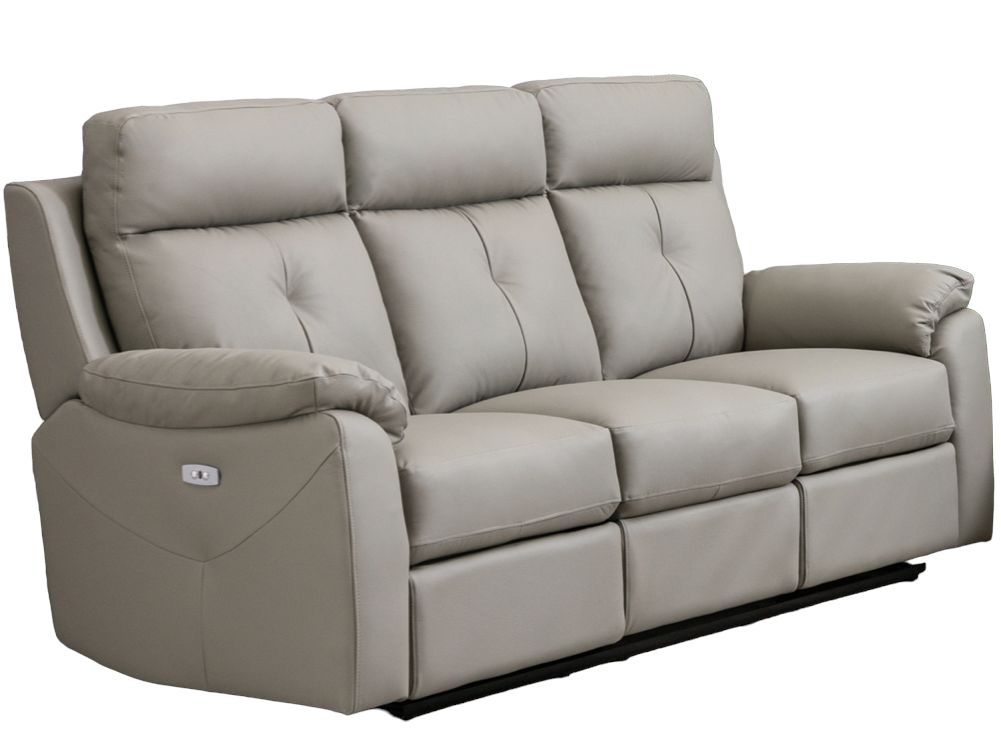 Milano Moon Leather 3 Seater Electric Recliner Sofa