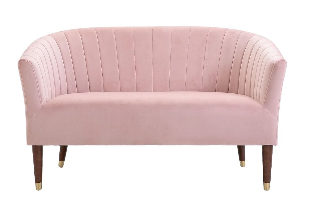 Nicole Blush Pink Velvet Fabric 2 Seater Sofa