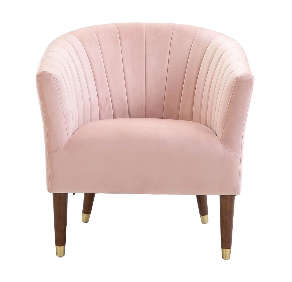 Nicole Blush Pink Velvet Fabric Armchair