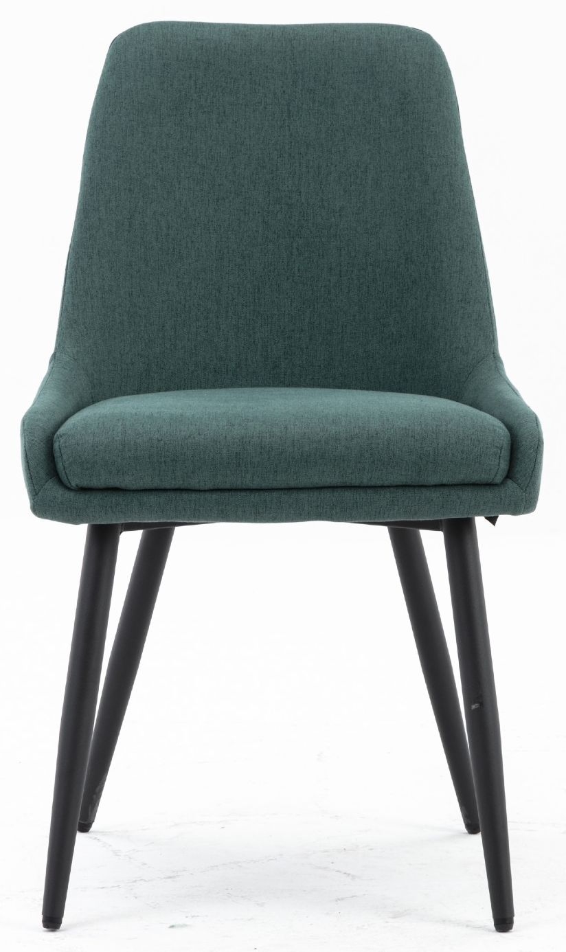 Noah Teal Blue Dining Chair Velvet Fabric Upholstered With Round Black Metal Legs Sold In Pairs
