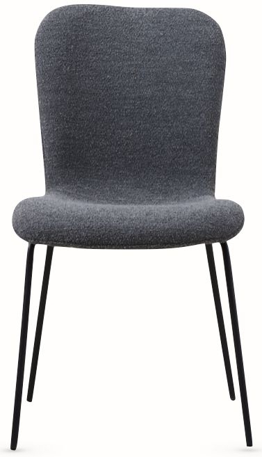 Oliver Dark Grey Dining Chair Velvet Fabric Upholstered With Black Metal Legs Set Of 4