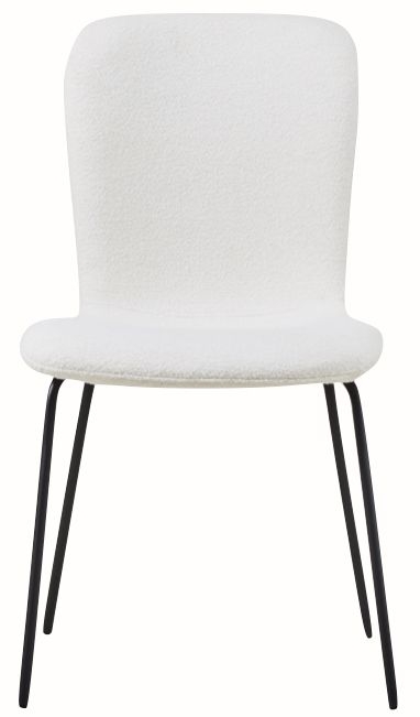 Oliver Ivory Dining Chair Velvet Fabric Upholstered With Black Metal Legs Set Of 4