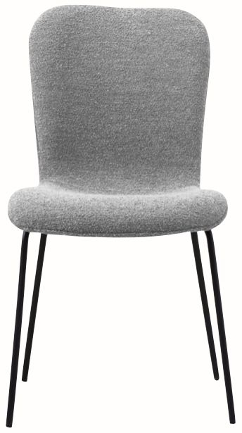 Oliver Light Grey Dining Chair Velvet Fabric Upholstered With Black Metal Legs Set Of 4