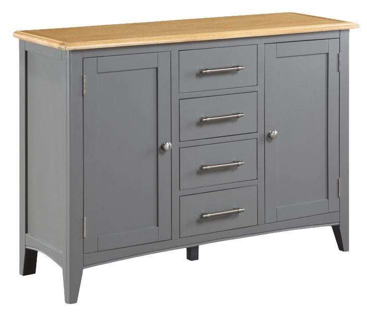 Rossmore Grey Painted 4 Door Sideboard 120cm With 2 Doors 4 Drawers